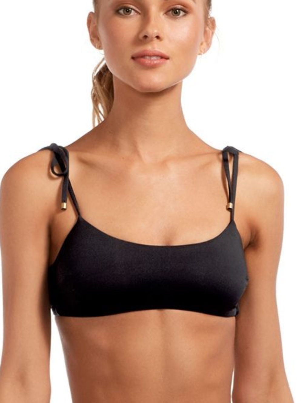 Vitamin A Black Tie-Shoulder Bikini Top